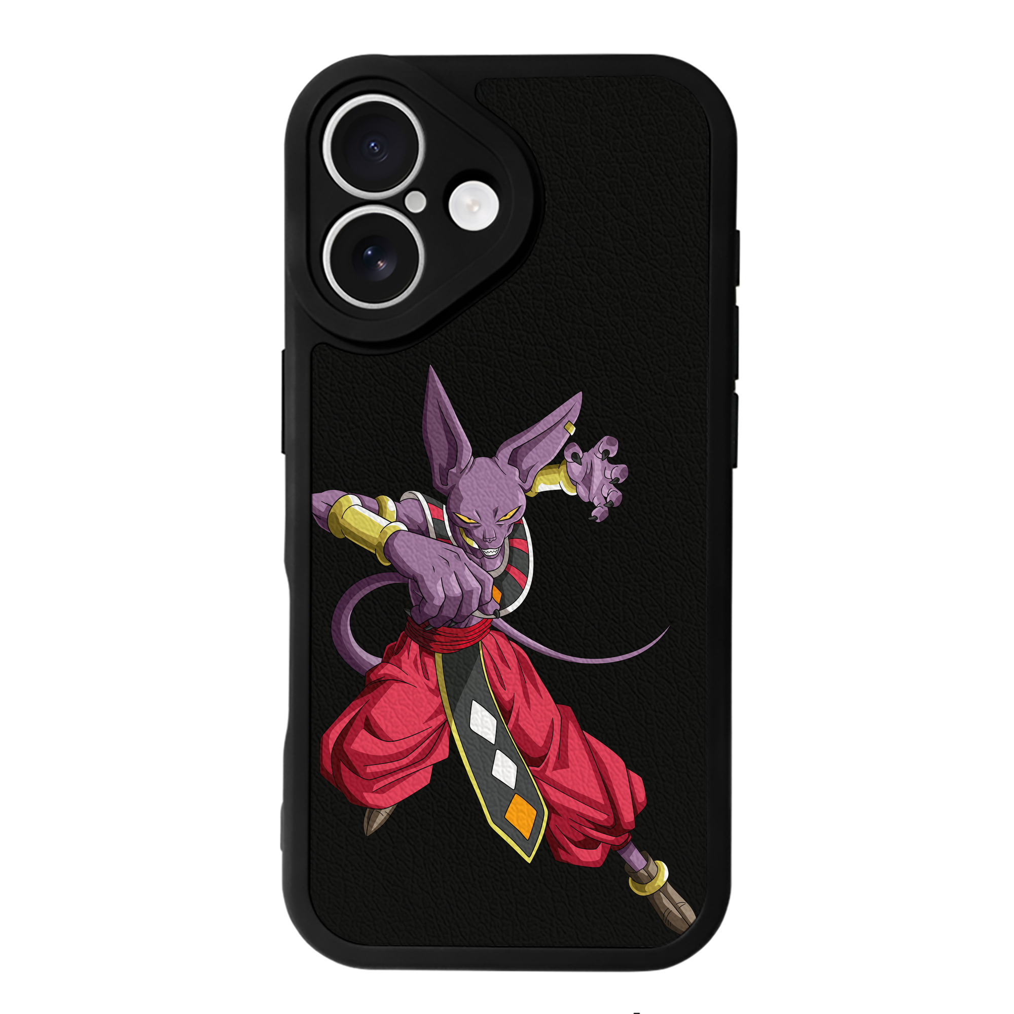（画像用） ドラゴンボール ビルス 破壊神ビルス DRAGON BALL Beerus Birusu 【iPhone 16シリーズ対応】シリコンスマホケース（レザー調） 材質：シリコン
